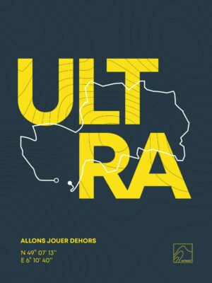 Affiche Ultra Trail Tracé Gpx Jaune Running