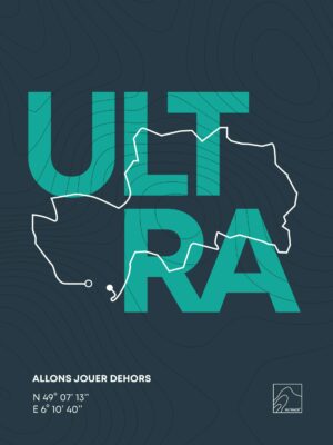 Affiche Ultra Trail Tracé Gpx Bleu Running